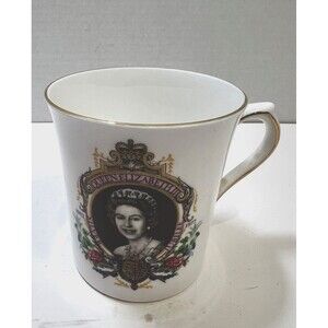 Vintage Queen Elizabeth II Silver Jubilee Commemorative Mug Rosina Fine China